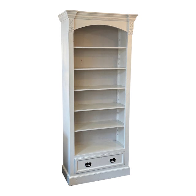 Contemporary Bookshelf With Drawer, White For Sale