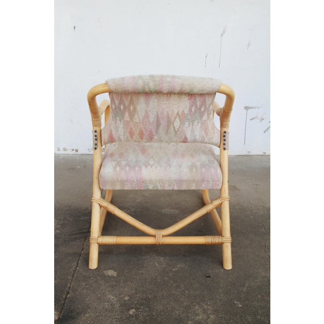 Boho Chic Upholstered Bamboo Armchairs For Sale - Image 10 of 11