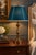 Hollywood Regency Vintage Neoclassical Acanthus Table Lamp With Peacock Teal Satin Shade For Sale - Image 3 of 9
