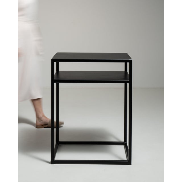Early 21st Century Poland Black Wood Side Table For Sale - Image 13 of 14