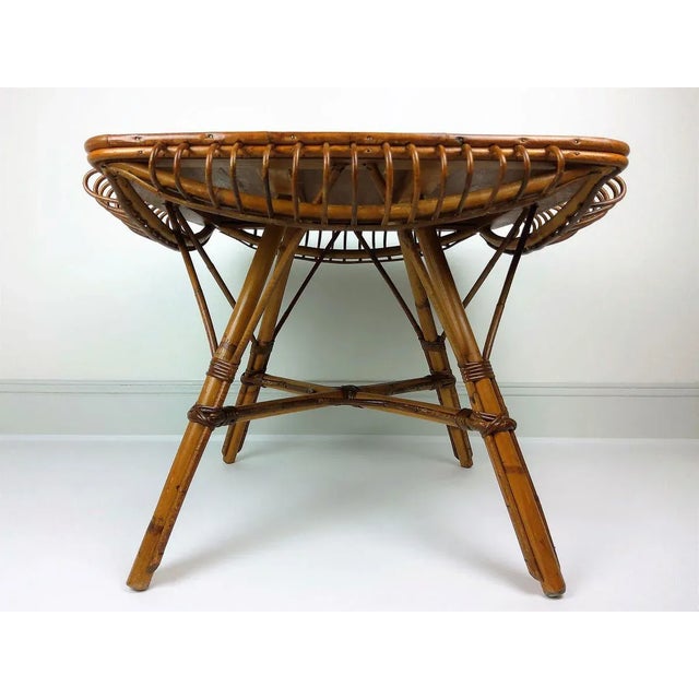 Vintage Bamboo & Rattan Square Coffee Table, 1960s For Sale - Image 11 of 13