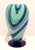 Carlo Moretti Murano Art Glass Vase Aqua Teal Cobalt Swirl Signed Labeled For Sale - Image 9 of 9