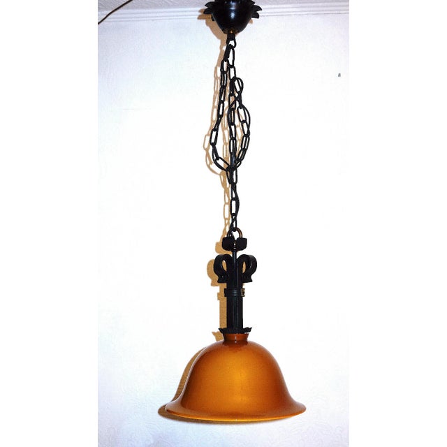Metal Antique Wrought Iron Glass Lamp from Koch U. Söhne, 1930s For Sale - Image 7 of 12