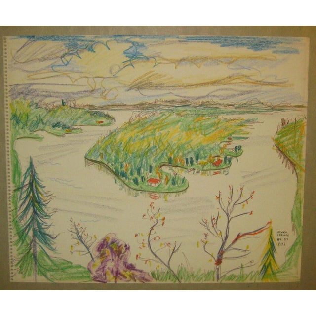 1950s 1957 Ozark Spring Modernist Drawing For Sale - Image 5 of 13