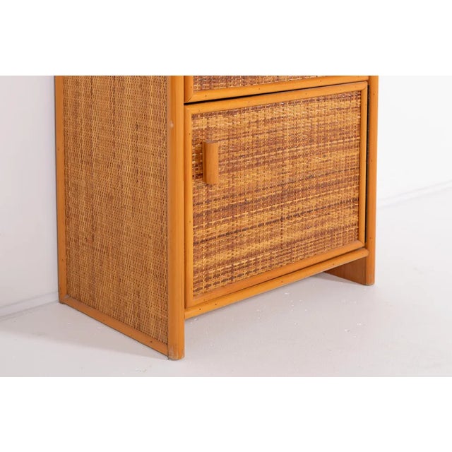 Brown Vintage Rattan Wicker Cabinet For Sale - Image 8 of 9