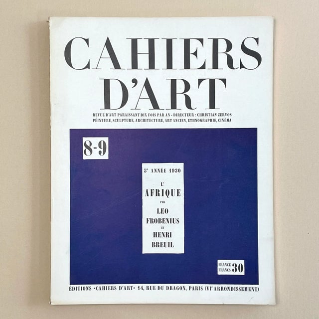 Paper Orginal 1930 Revue Cahiers D’Art N. 8-9/African Art/Henri Breuil For Sale - Image 7 of 7