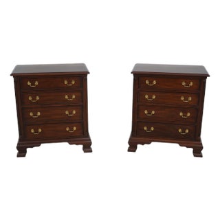 Pair Henkel Harris Model 116 Mahogany 4 Drawer Nightstands For Sale