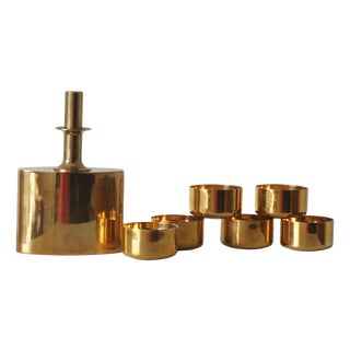 Gold-Plated Brass Set by Pierre Forssell for Skultuna, Sweden, 1970s, Set of 7 For Sale