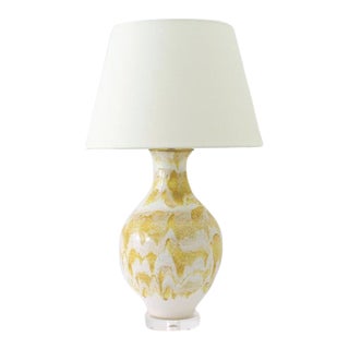 Paul Schneider Ceramic “Athens” Lamp in Drip Banded Mustard Glaze For Sale