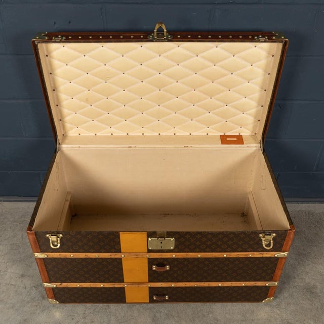 Antique Steamer Trunk in Monogram Canvas from Louis Vuitton, France, 1920 For Sale - Image 10 of 18