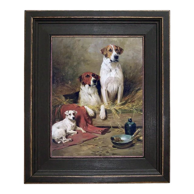 "Three Hounds" Contemporary Reproduction Print on Canvas, Framed 11.75" x 13.75" For Sale