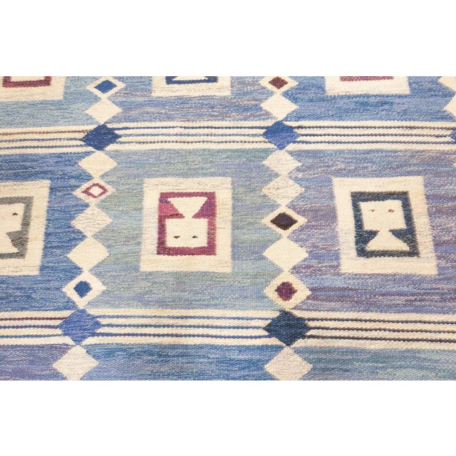 Vintage Swedish Flat Weave Rug “The Girls in the Window” Designed by Edna Martin For Sale - Image 4 of 8