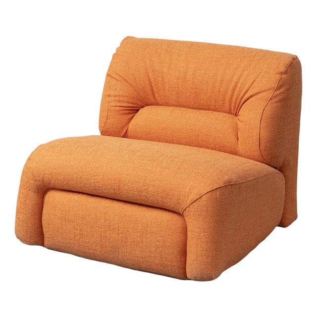 Vintage Orange Fabric Armchair, 1970s For Sale