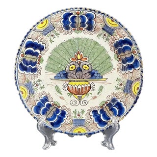 Delft Dish with Peacock Pattern from De Klaauw, 1760s For Sale