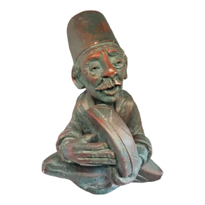 Vintage Ceramic Moroccan Patinaed Musician Figure