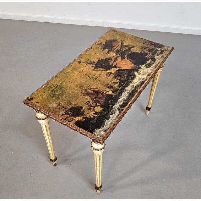 Neoclassical Painted Nesting Tables with Gold Leaf Tops, Set of 2 For Sale - Image 16 of 18