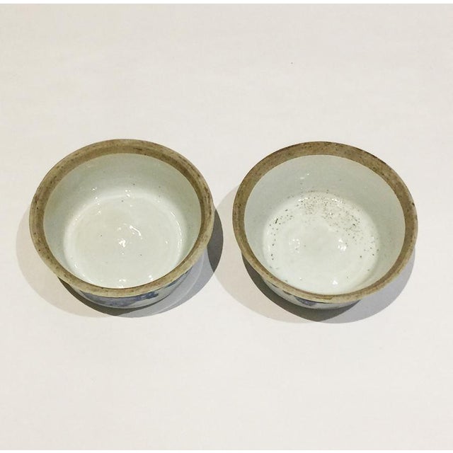 Chinese Blue & White Porcelain Salt Cellars by Kangxi, Set of 2 For Sale - Image 4 of 11