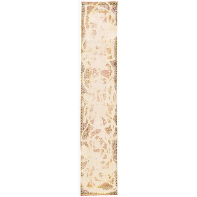 Ivory Early 20th Century Antique Ivory Distressed Handmade Wool Runner For Sale - Image 8 of 8