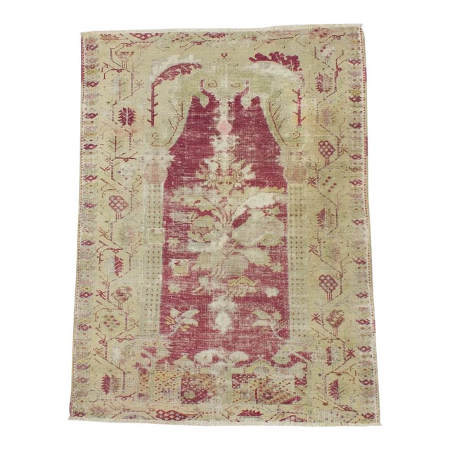 1960s Vintage Turkish Ghordes Rug - 4′3″ × 5′8″ For Sale
