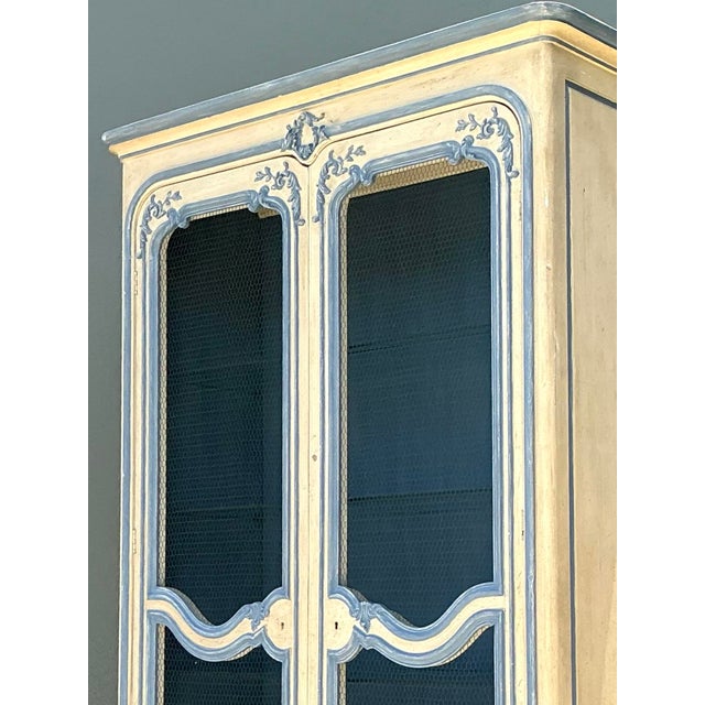 Late 20th Century Vintage Baker French Provincial Wire Front Armoire For Sale - Image 5 of 12