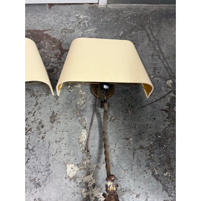 Bronze Restoration Hardware Vintage Iron Wall Sconces, Pair For Sale - Image 8 of 12