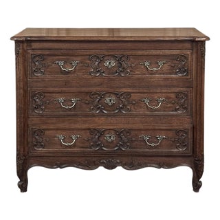Antique Country French Louis XV Oak Commode ~ Chest of Drawers For Sale