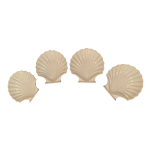 Ceramic Clam Shell Appetizer Dishes - Coastal Serve Ware, Palm Beach Regency, Beach House, Cottage Core, Nautical, Entertaining, Catchalls - Set of 4
