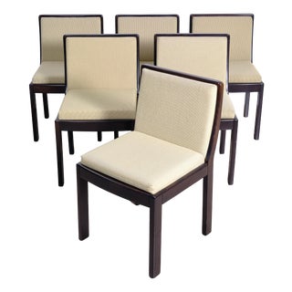 Vintage Chairs in Wood and Fabric, 1970s, Set of 6 For Sale