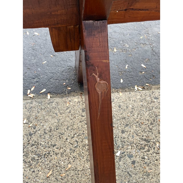 Large Vintage Metal-Topped Rustic Wood Garden Potting Trestle Table For Sale - Image 15 of 15