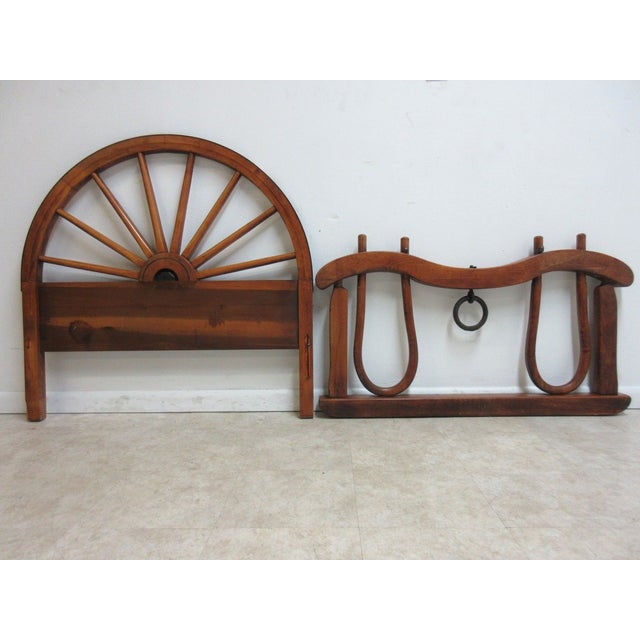 Western Wagon Wheel Twin Size Headboard Footboard A Pair
