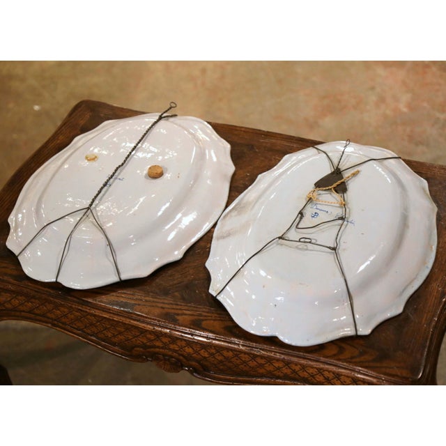 Pair 19th Century French Painted Faience Porquier Beau Quimper Wall Platters For Sale - Image 13 of 17