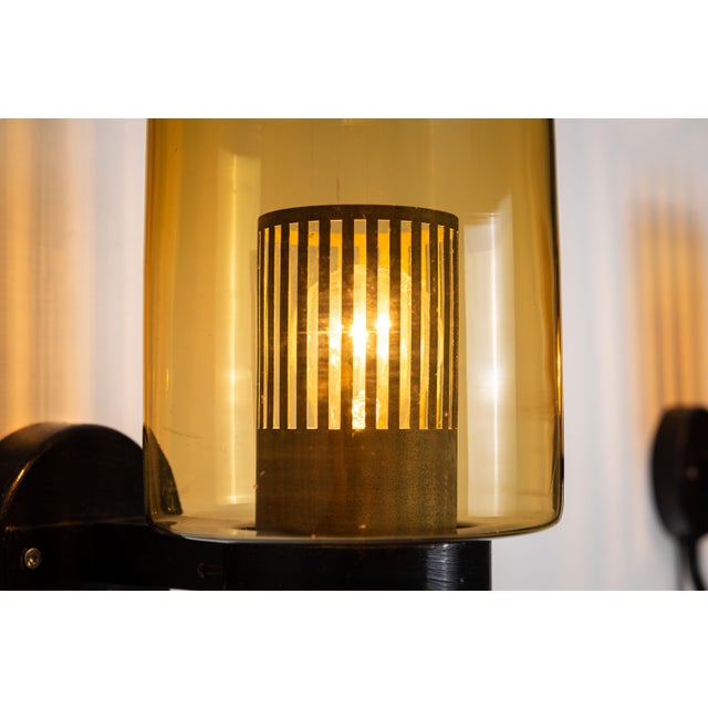 Black Metal Wall Lamps with Yellow Shades and Inner Diffuser, 1960s, Set of 2 For Sale - Image 14 of 15