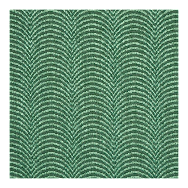 Sample - Schumacher X Neisha Crosland Hurdles Performance Fabric in Verdant Green For Sale
