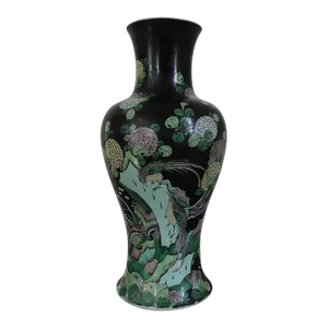 18th Century Chinese Famille Noir Porcelain Baluster Shaped Vase