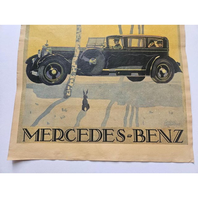 Art Deco Advertising Poster Mercedes Benz Automobile, 1930s For Sale - Image 3 of 7