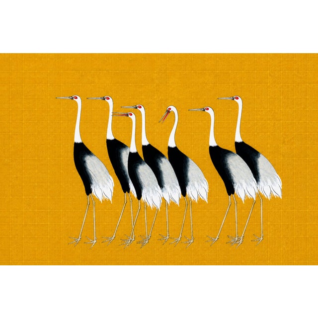 Japanese Crane Study, Vintage Art Print Reproduction, 60" X 40" For Sale