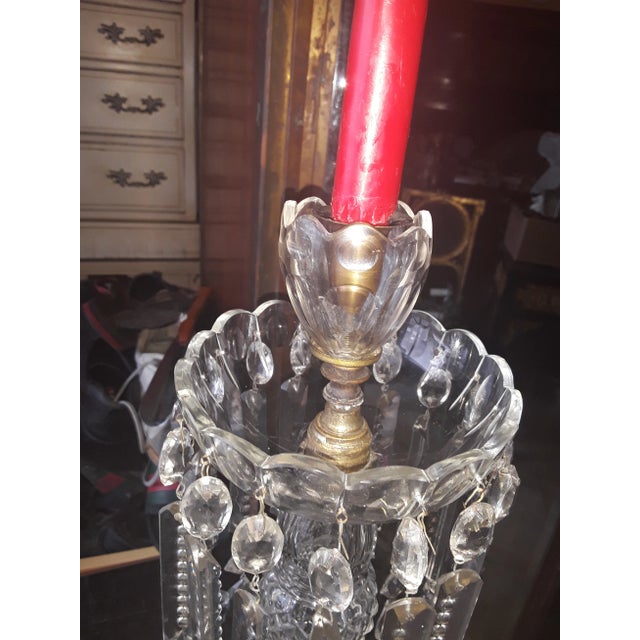 Glass 19thc Antique Georgian Cut Glass/ Crystal Girandole/ Candle Holder For Sale - Image 7 of 12