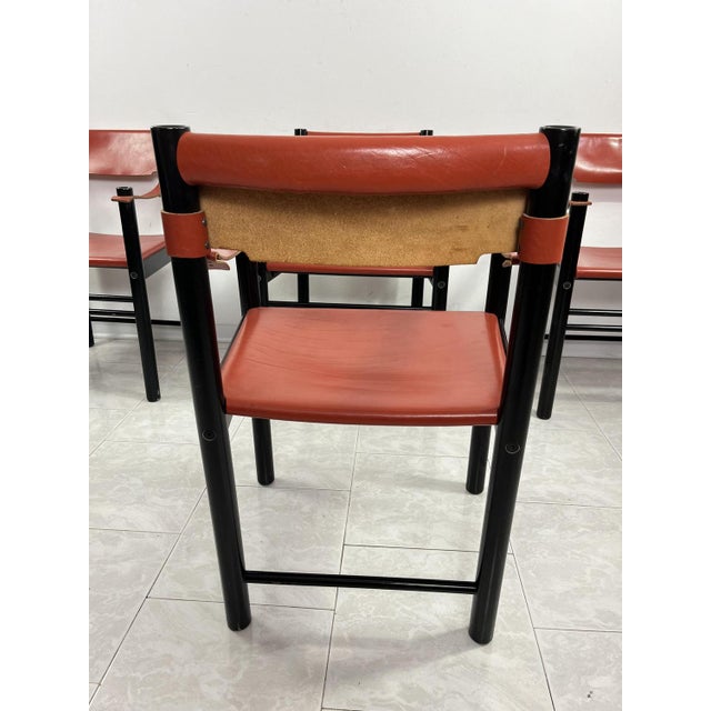 1960s Mid-Century Ibisco Leather Armchairs, Italy, 1960s, Set of 4 For Sale - Image 5 of 14