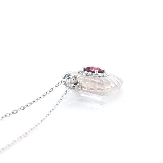 0.67ct Spinel, Diamond and Rock Crystal Platinum Pendant Necklace - Fei Liu For Sale - Image 6 of 6