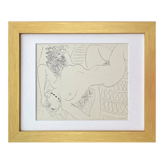 1968 Henri Matisse Lithograph Drawings Nude Framed For Sale