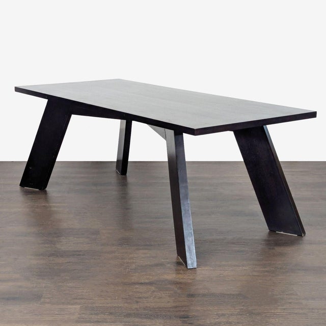 2000 - 2009 Modern 7-Piece Dark Wood Dining Set With Geometric Table and Chairs For Sale - Image 5 of 12