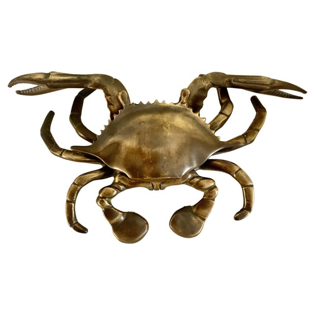English Solid Patinated Bronze Crab Cancer Lidded Ashtray For Sale - Image 10 of 10