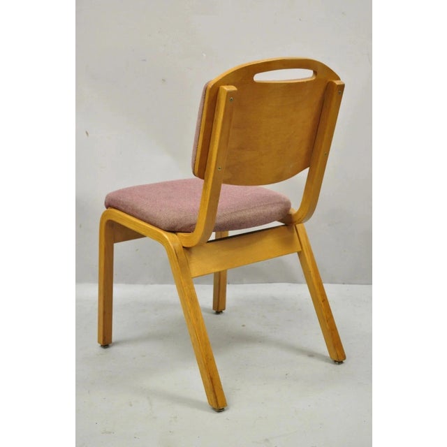 Mid-Century Modern Vintage Sauder Designare Mid Century Modern Pink Bentwood Stacking Side Chair For Sale - Image 3 of 9