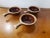 This is a Set of 3 Vintage Hull Brown Drip Glaze Soup Bowls. Each measures 2 1/4" high and 5 3/8“ in diameter at the rim....