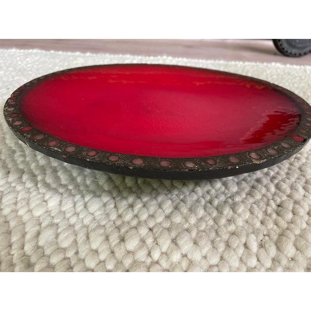 Plate in Red Ceramic, 1960 For Sale - Image 6 of 12
