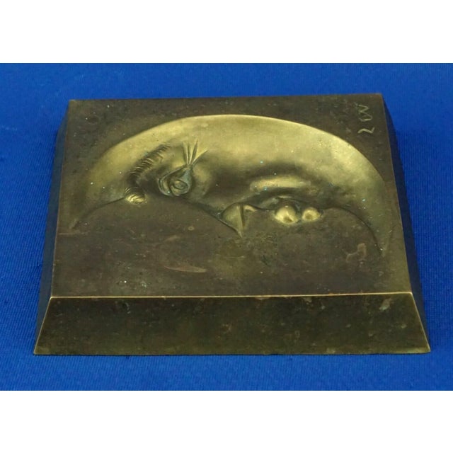 Gold 20th Century Man on Moon Gilded Bronze Sculpture of a Crescent Moon by ZEV / Daniel Albert Harris, USA, 1950s For Sale - Image 8 of 16