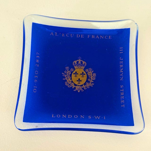 Al’Ecu De France Vintage Al'ecu de France Ashtray 01-930-2837 111 Jermyn Street London S.W.1 A glass catchall vide-poche...