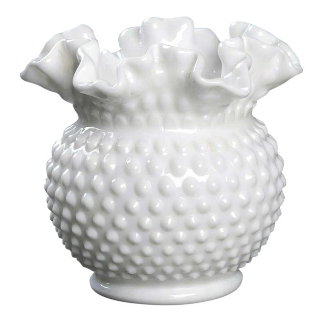 Vintage Hobnail Milk Glass Double Crimped Vase Chairish