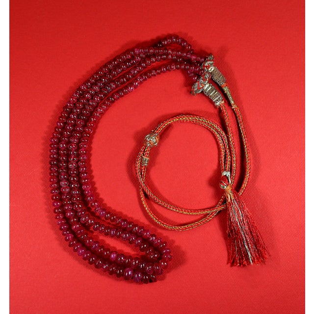 2020s Ajd Two Strand Graduated Glowing Ruby Rondel Necklace For Sale - Image 5 of 5