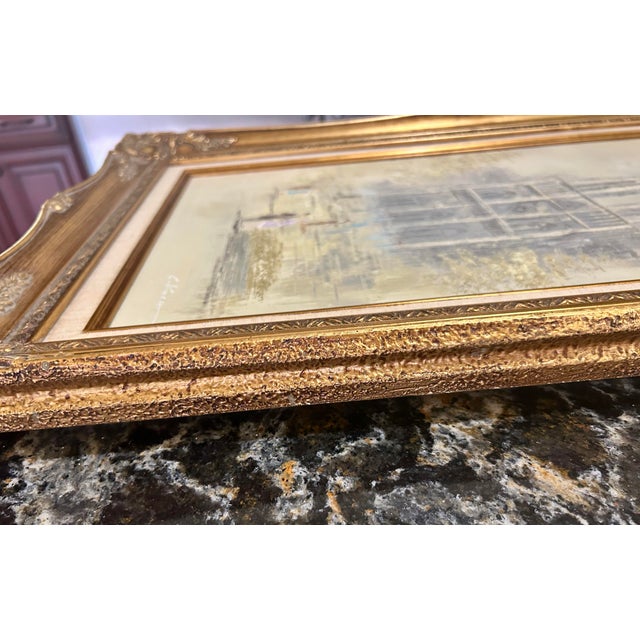 Vintage, Signed, Original Oil on Canvas, by Artist C Koch, Gold, Baroque Frame, the Cathedral of Notre Dame/Parisan Scene, Impressionism, Impasto For Sale - Image 9 of 10